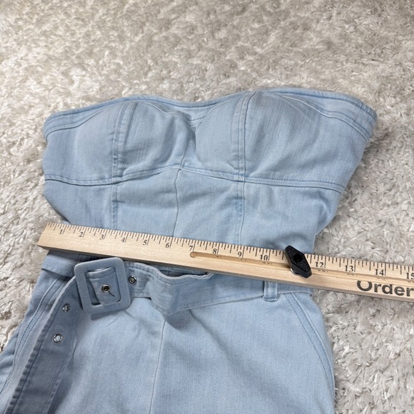 Denim Blvd Strapless Romper Medium Jumpsuit Belted Casual Night Out Western - Picture 7 of 13